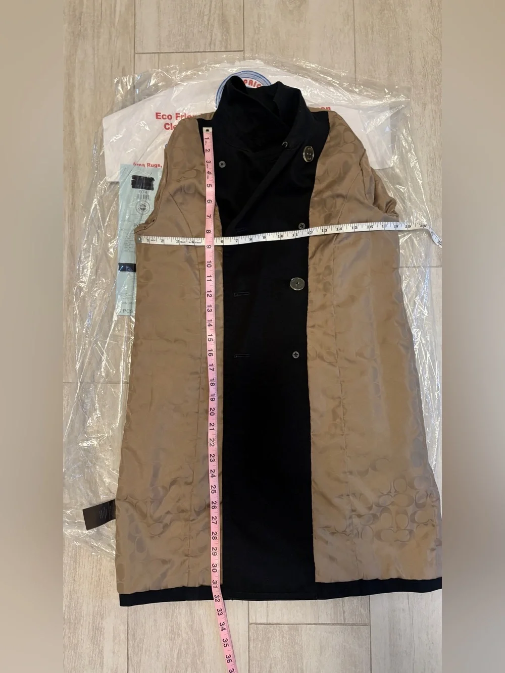 Coach black double-breasted trench coat